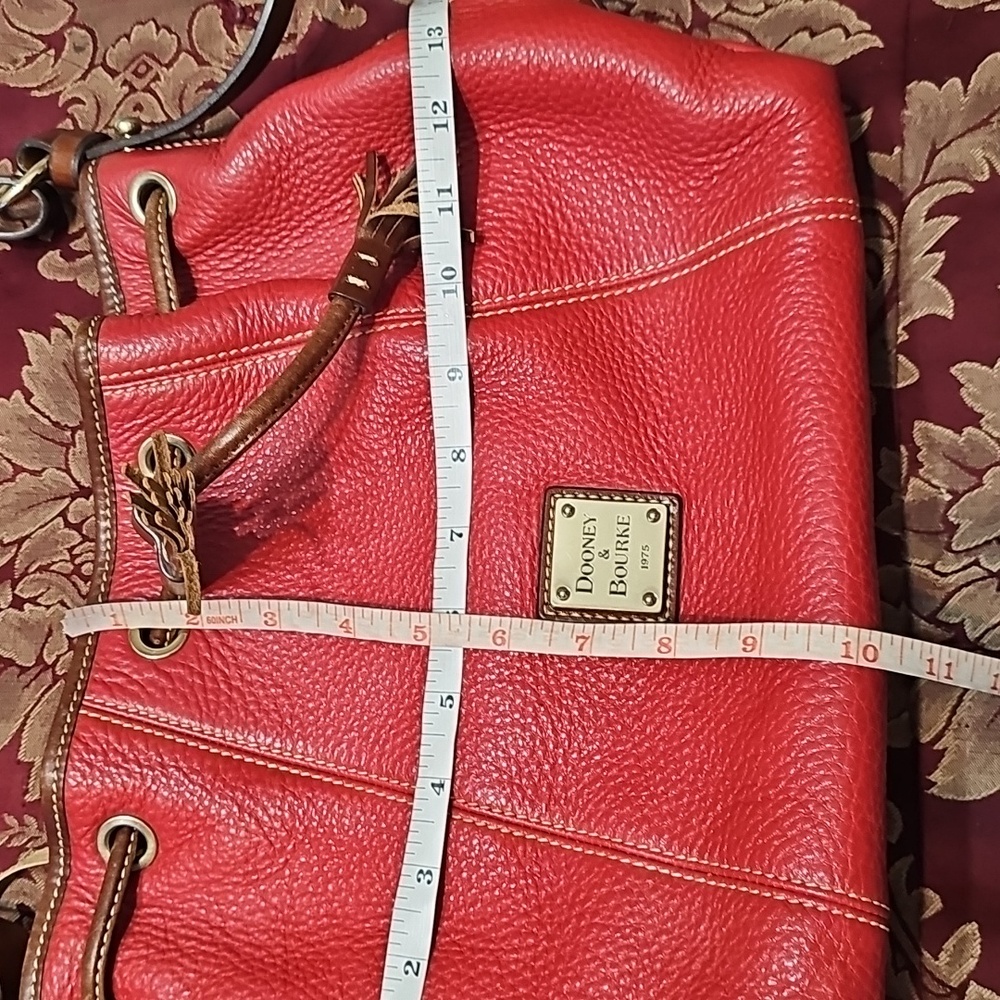 Dooney & Bourke Red Pebble Leather Drawstring  Bag EUC - Picture 13 of 15